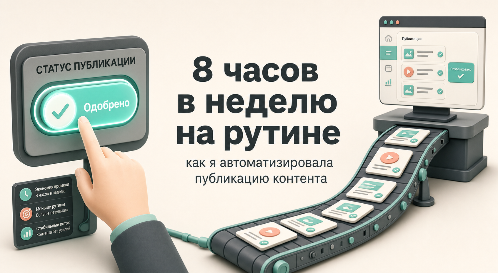 8 часов в неделю на рутине: как я настроила автоматизацию публикации контента и почему ИИ у меня не пишет статьи